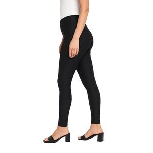 NEW MIX Black‎ Honeycomb Texture Booty Accentuate Leggings Womens L/XL